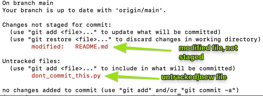 git status output